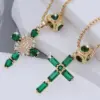 Wholesale 1 Pcs Green Series Cross Creative Pendant Copper Plating 18K Gold Inlaid Cubic Zirconia Necklace With Piercing Love Heart Dot Accessories Removable Wear Simple Fashion For Men Women Daily Wear