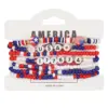 Wholesale Independence Day American Flag Bracelet Beads Handmade Jewelry Unisex Geometric Design Novelty Accessories