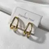 Wholesale Earrings Ear Studs Arc Gradient Earrings Round Beads C-shaped Imitation Gold Plated Earrings For Banquet Fashion Show