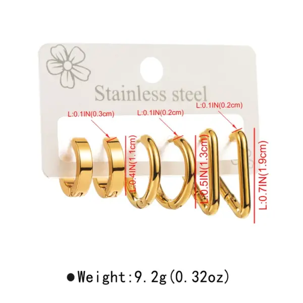 Wholesale 304 Stainless Steel Solid Color PVD Coated Golden Plated Casual Elegant Earrings