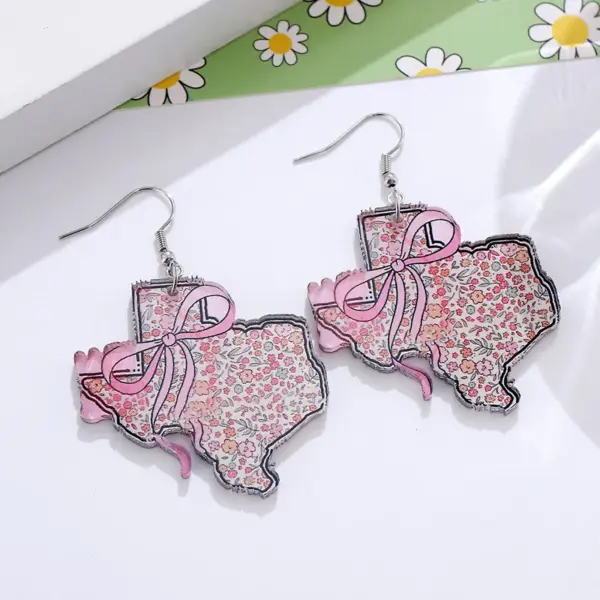 Wholesale Retro Map Print Acrylic Drop Earrings For Women With 304 Stainless Steel Ear Pins