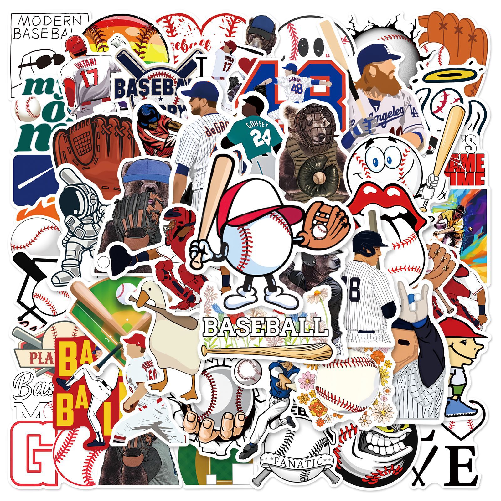 Wholesale 50 pieces New Baseball graffiti stickers luggage guitar skateboard helmet flat water cup waterproof no glue stickers