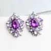 oly-98684b592bad752726997aa0674c0e73 Wholesale Asymmetrical Irregular Stud Earrings For Women With May Birthstone Emerald In Golden Plated Zinc Alloy And Acrylic Inlay