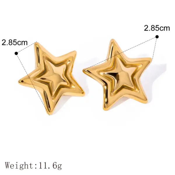 Wholesale 1 Pair Classic Style Commute Pentagram Mixed Metal Plating 304 Stainless Steel 18K Gold Plated Ear Studs