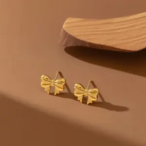 E0257-Bowknot-Earrings- Gold