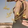 Wholesale Jewelry Elegant MOM Heart Shape Copper Zirconia 18K Gold Plated Inlaid Zircon Pendant Necklace Cable Chain Twisted Rope Chain