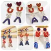 oly-987337bef9d75738e5b66a8eca1afdb1 Wholesale 1 Pair IG Style Retro Classic Style Letter Inlay Alloy Seed Bead Drop Earrings