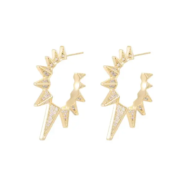Wholesale Rhombus Copper Earrings With Rhinestones, Featuring 925 Sterling Silver Posts, Unisex Stud Earrings In Exaggerated Style
