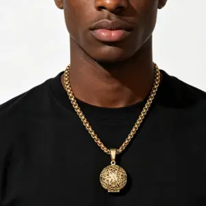 Wholesale Waterproof Non Tarnish Grid Necklace For Adults With PVD Coated Golden Plated 304 Stainless Steel Box Chain