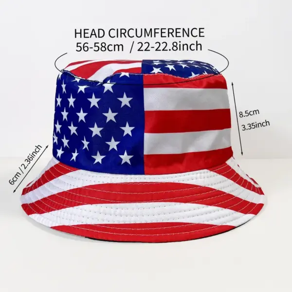 oly-989b41c00f1aeab16cd1b65873cc5f59 Wholesale American Flag Unisex Bucket Hat With Wide Brim, Ethnic Style UV Protection, Made Of Polyester Featuring Printing