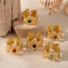 Wholesale Jewelry IG Style Retro French Style Flower 304 Stainless Steel Open Rings