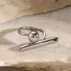 Wholesale Real Gold Plated 304 Stainless Steel PVD Coated Geometric Solid Color Waterproof Non Tarnish Plating IG Style Open Rings For Women's