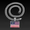 Wholesale Hip-Hop Necklace Featuring American Flag Pattern In Gold And Silver Colors