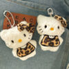 oly-98b139ba84f0457115220de23b1e4c9a Wholesale Leopard Pendant Plush Cute KT Love Bag Pendant Miu Style Student Girl Heart Keychain