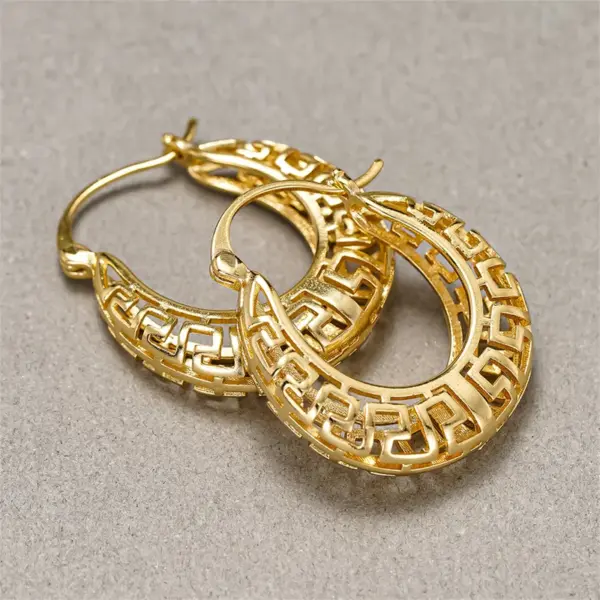 Wholesale Three-dimensional Geometric Earrings For Women In Copper With KC Golden Water Plating And 0.03µm Thickness