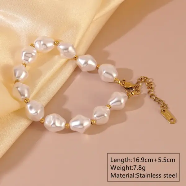 Wholesale 304 Stainless Steel Plastic Irregular Geometric Heart Shape PVD Coated 18K Real Gold Plated Wedding Vacation French Style Beaded OT Clasp Toggle Clasp Closure Lobster Trigger Clasp Closure Gold Bracelet Bracelets