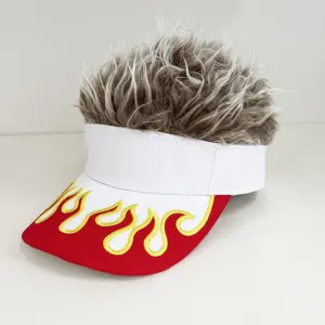 Red and White Flames - Brown Wig / adjustable