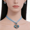 Wholesale Alloy Heart-Shaped Diamond Necklace, Edelweiss Alloy Set Pendant Jewelry