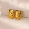 Wholesale 3pcs/set Swirl Style Jewelry Set 18K Gold Plated Stainless Steel Bracelet Ring Earrings Geometric Pattern Swirl Thread Style Jewelry Set Unisex Accessories Christmas Gift Choice