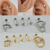 Wholesale 1 Piece 304 Stainless Steel Stone-Free Casual Hawaiian Tropical Lip Rings Star Moon Ion Plating (IP) 18K Gold Plated Ear Cartilage Rings & Studs