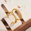 Wholesale Handmade C Shape Earrings For Women In 304 Stainless Steel With 18K Real Gold Plated Water Plating And Rhinestone Inlay