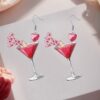 Wholesale Valentine's Day Limited Pink Heart Wine Glass Acrylic Earrings Party Creative Design Earrings