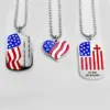 Wholesale 1 Piece 26mm 46mm 60cm 304 Stainless Steel Waves Heart Shape American Flag Pendant Chain