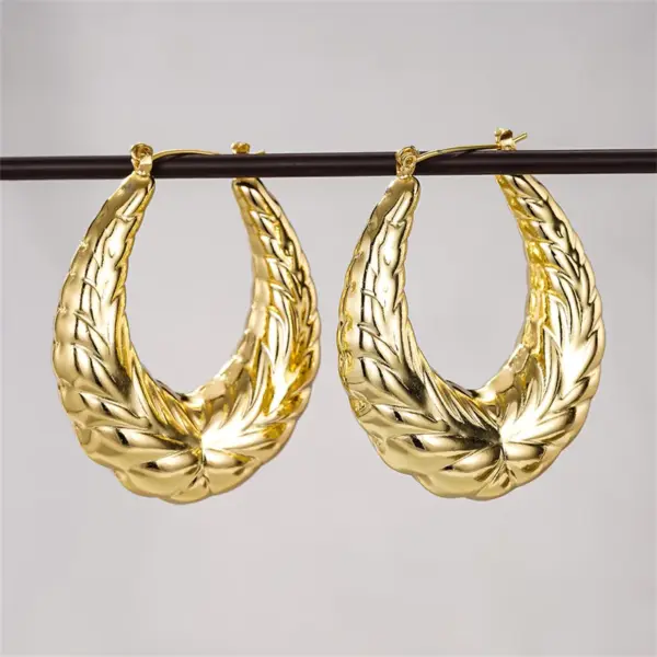 Wholesale Three-dimensional Geometric Earrings For Women In Copper With KC Golden Water Plating And 0.03µm Thick Coating