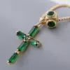 Wholesale 1 Pcs Green Series Cross Creative Pendant Copper Plating 18K Gold Inlaid Cubic Zirconia Necklace With Piercing Love Heart Dot Accessories Removable Wear Simple Fashion For Men Women Daily Wear