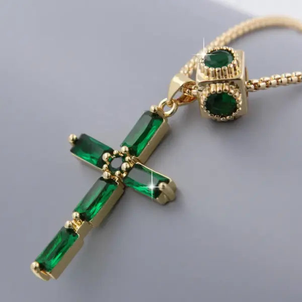 Wholesale 1 Pcs Green Series Cross Creative Pendant Copper Plating 18K Gold Inlaid Cubic Zirconia Necklace With Piercing Love Heart Dot Accessories Removable Wear Simple Fashion For Men Women Daily Wear