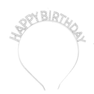 HAPPY BIRTHDAY Silver Hairband / Headband Shoulder Strap Set