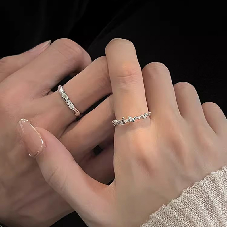 Wholesale Fresh design butterfly couple ring sweet cute exquisite all-Match ring Valentine's Day gift