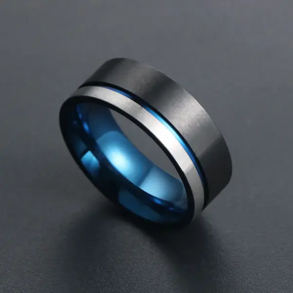 Wholesale Trendy Dual-Color Titanium Steel Ring For Men New New Minimalist Geometric Pattern Fashionable Creative SA1069