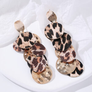 Wholesale Women's long leopard print sexy exaggerated earrings European and American ins style niche design earrings cross-border jewelry