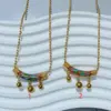 Wholesale Vacuum Electroplating (In Furnace) Plated 18K Real Gold 304 Stainless Steel Pearl Arc Bell Casual Elegant Vintage Pendant Necklace