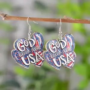 Wholesale Retro White Heart Shape Drop Earrings For Women Featuring Wood Material With Print Design