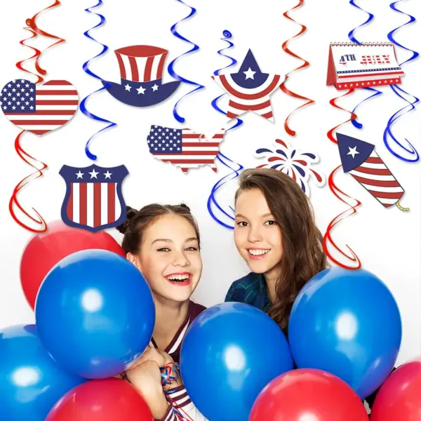 Wholesale Spiral Decorative PVC Pendant American National Day Party Decorations Festival Paper Hanging Ornaments