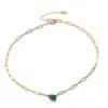Wholesale 304 Stainless Steel Heart Shape PVD Coated Zircon 18K Real Gold Plated Princess Cute Sexy Waterproof Non Tarnish Paperclip Chain Lobster Trigger Clasp Closure Gold Necklace