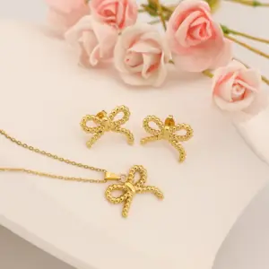 Wholesale Waterproof Non Tarnish Bow Tie Stud Earrings For Women In 18K Real Gold Plated 304 Stainless Steel With 0.03µm Water Plating