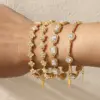 Wholesale Round Easter Bracelet For Women In 18K Real Gold Plated 304 Stainless Steel With Rhinestones And 0.03µm Plating Thickness