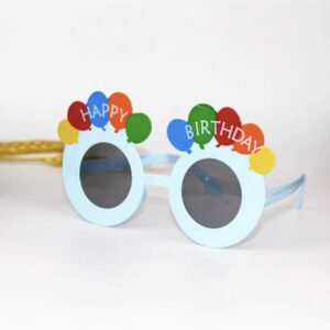Blue round frame birthday glasses / Free size