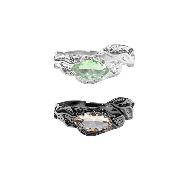 Wholesale Niche Ins Cold Style French Asymmetrical Zircon Open Snake Ring Couple Ring Female