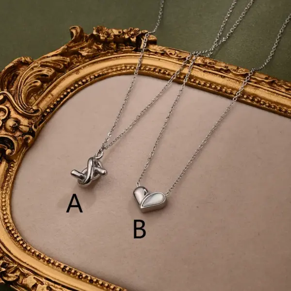 Wholesale Jewelry IG Style Casual Simple Style Heart Shape Knot 304 Stainless Steel Resin Handmade Polishing Inlay Cable Chain Necklace