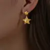 Wholesale 304 Stainless Steel Pentagram PVD Coated Rhinestones 18K Gold Plated Real Gold Plated Luxurious Waterproof Non Tarnish Plating Inlay Earrings