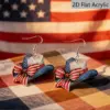oly-997fd7e3bc3830e9d0c6d090e2aeae37 Wholesale Retro White & Red Print Bow Tie Drop Earrings For Women With 304 Stainless Steel Ear Pins