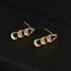 Wholesale Geometric Stud Earrings For Women With 925 Sterling Silver Posts, Copper Base, And 14K Real Gold Electroplated Featuring Zircon Inlay