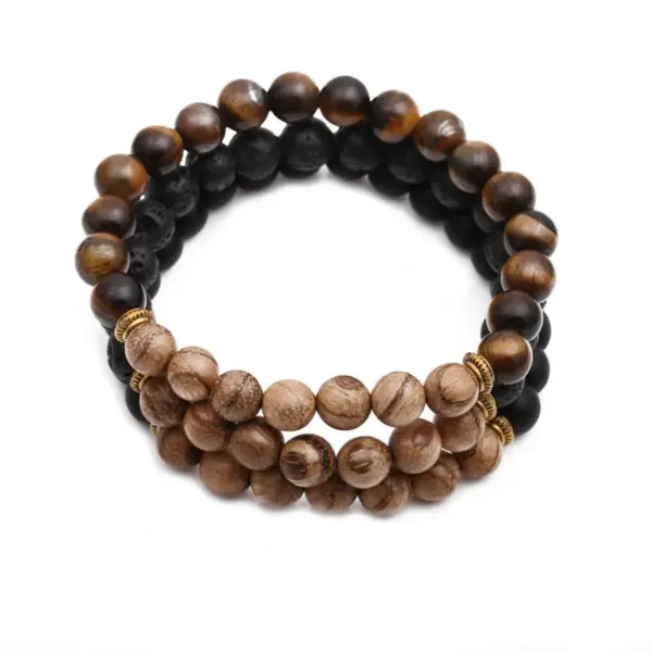 Wholesale Vacation Simple Style Geometric Tiger Eye Beaded Bracelets In Bulk