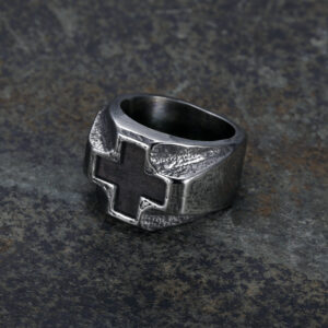 Wholesale Titanium Steel Unisex Cross Retro Silver Ring Ready Supply Punk Ring