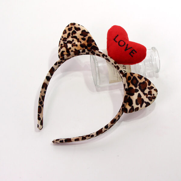 Wholesale LOVE Love Hair Hoop Leopard Cat Ear Headband Valentine's Day Sexy Headband Wash Hair Card Party Hair Accessories