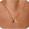 oly-99c27b5cd2b130d19c3b7d07a67e171b Wholesale Women's Initial Birthstone Necklace Fashion 14K Gold-plated Letter Simple All-match Clavicle Chain